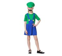 COXNSXX Costume da idraulico Brothers, costume cosplay con cappello e baffi, adatto a carnevali cosplay e feste a tema