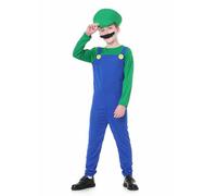 COXNSXX Costume da idraulico Brothers, costume cosplay con cappello e baffi, adatto a carnevali cosplay e feste a tema