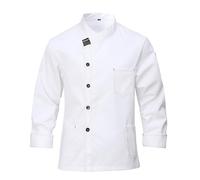 CoXuantion Uomo Cuoco a Maniche Lunghe Giacca Unisex Giacca Cuoco Professionale Chef Uniforme con I Bottoni per Panetteria Ristorante Lavoro S,Bianco