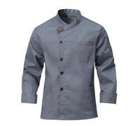CoXuantion Uomo Cuoco a Maniche Lunghe Giacca Unisex Giacca Cuoco Professionale Chef Uniforme con I Bottoni per Panetteria Ristorante Lavoro S,Grigio