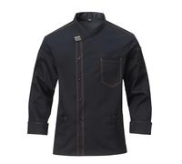 CoXuantion Uomo Cuoco a Maniche Lunghe Giacca Unisex Giacca Cuoco Professionale Chef Uniforme con I Bottoni per Panetteria Ristorante Lavoro S,Nero