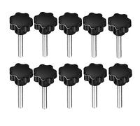 Coyanyu 10 Pezzi Testa Zigrinata a Forma di Stella, M8 x 40 x 40 mm Dado a Stella Plastica Nera, Pulsante del Dado del Morsetto con Viti a Forma di Stella per Macchine Utensili, Dispositivi Meccanici