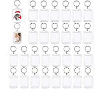 Coyanyu Portachiavi Foto Vuoto, 30 Pezzi Portachiavi con Inserto in Acrilico Trasparente Portachiavi Immagine per Foto Personalizzate Fai da Te per Amici di Famiglia Regalo Artigianale