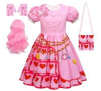 COYBTO Costume Evie Bambina, Vestito Uma Mal Evie Rise of Red Costume con Giacca Camicia Pantaloni Parrucca, Regalo per Bambino, Costume Evie per Carnevale