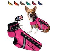 CoyoteVest, SpikeVest Pettorina per cani di piccola taglia, riflettente, punte per proteggere il cane da coyote, rapaci e attacchi di animali, anti-falco, prodotta negli Stati Uniti (XXS, rosa)