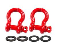 COYOUCO 2 Pack D Ring Grilli 8T Resistenza alla Rottura con Perno a Vite, Kit rondelle isolatore grillo per verricello Cinghia di Traino Recupero di Veicoli Fuoristrada,Rosso