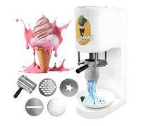 coyrugky Pressa per Spaghetti da banco con stampi a 4 Forme Macchina per Noodle per Gelato Commerciale, Macchina per Servizio Morbido 28-30 L/H 30 × 20 × 57 cm Bianca