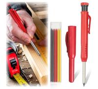COYUN 1 Pcs Rosso Matita Cantiere, Matita Carpentiere Con 6 Ricariche (Nero Rosso Giallo), Matita Falegname Con Temperino Incorporato, Matite Da Falegname Per Muratori Lavorazione Del Legno Architetto