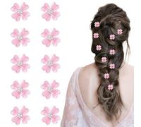 COYUN 10 Pcs Mini Fermagli per Capelli Rosa con Strass, Graziosi Fermagli per Capelli, Forcine Decorative, Accessori Capelli Sposa, Fermagli per Capelli da Sposa, Accessori per Capelli Floreali