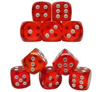 COYUN 10 Pezzi Dadi Da Gioco A 6 Lati D6, Dadi Impostato,6 Facce 16mm Dadi da Gioco,Cubo a sei Lati, per Giocare ai Giochi da Tavolo per Giochi e Feste or Insegnare i Matematici, Rosso