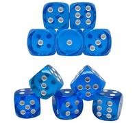COYUN 10 Pezzi Dadi Da Gioco A 6 Lati D6, Dadi Impostato,6 Facce 16mm Dadi da Gioco,Cubo a sei Lati, per Giocare ai Giochi da Tavolo per Giochi e Feste or Insegnare i Matematici, Blu