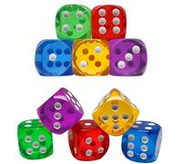 COYUN 10 Pezzi di Dadi Acrilici,dadi traslucidi colorati, Dadi Gioco 6 Facce, 5 Colori, Perfetto per Giochi da Tavolo e Giochi di Dadi