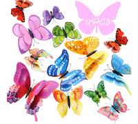 COYUN 12 Pezzi Adesivi Murali Farfalle Colorate Sticker da Muro Acquerello Farfalla Rosa Ragazze Adesivi da Parete per Camere Ragazze Asilo Nido Camerette Bambini