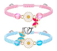 COYUN 2 Pcs Bracciale Donna Sister, Rosa e Blu Corda Intrecciata Amore Braccialetto Magnetico Set, Regalo della Sorella della Sorella Ragazza Festa di Compleanno Come Un Accessorio Dress-Up