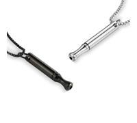 COYUN 2 Pcs Collana meditativa, Collana Respiratoria Premium, Collana Respiratoria per Ansia, ausilio contro lo stress, l’ansia e gli attacchi di panico, antistressper uomo e donna (Nero e Acciaio)