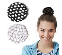 COYUN 2 Pezzi Retina per Capelli Chignon Retina,Reti per Capelli,Chignon Bambina con Perline Retine Reti per Capelli Stretch Retina,Retina per Capelli Chignon Bambina con Perline(nero, bianco)
