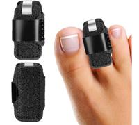 COYUN 2 pezzi Stecca per dita piegate, raddrizzatore per dita dei piedi, correttore per dita a martello, Stecca per Dita dei Piedi Nero, tutore regolabile per allineare e sostenere il dito