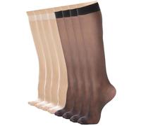 COYUN 4 Paia Calzini da donna Gambaletti Senza pressione Leggeri e confortevoli Tutti i giorni Materiale liscio, casual senza pressione, Bordo Comfort Super Estensibile per Gambe Formose, Nero+carne