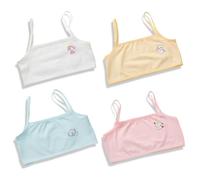 COYUN 4 Pcs Reggiseno Top Bimba Bambina Brassiere Reggiseno Basic in Cotone per Ragazza Top Bambina Reggiseno da Allenamento Basic Intimo Reggiseno in Cotone per Top Ragazza 8-12 Anni