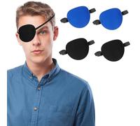 COYUN 4 Pezzi Benda Occhio Regolabile,Benda Medica per Occhio di Correzione per Adulto e Bambini,Maschera per gli occhi per L'amliopia e lo Strabismo e il pirata cosplay di Halloween(Nero+Blu)