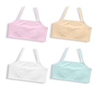 COYUN 4 Pezzi Reggiseno Top Bimba Bambina Brassiere Reggiseno Basic in Cotone per Ragazza Top Bambina Reggiseno da Allenamento Basic Intimo Reggiseno in Cotone per Top Ragazza 8-12 Anni