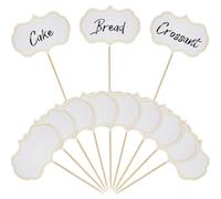 COYUN 50 Pezzi Stuzzicadenti Decorativi, Etichette, Pennarelli Alimentari per Dolci, Targhette a Buffet per Formaggio, Etichette per Piante, per Cupcake Torte Feste Matrimoni Compleanni (Bianco)