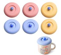 COYUN 6 Pcs Coperchi In Silicone Riutilizzabili Anti-Polvere, Copri Bicchiere Discoteca, Copribicchiere Anti Droga, Copri Tazza Rotondi Per Tazze Bicchieri Mug Caffè Boccale Birra (10cm) (Colorato)