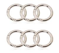 COYUN 6 pezzi Scatto Moschettone Rotondo, 35mm O Ring Anelli,Moschettoni per Borse a Innesco Gancio,Anello Portachiavi a Molla con Fibbia, per Portachiavi, Borse,Accessori(Argento)