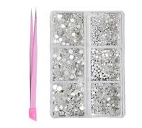 COYUN 600 Pezzi Strass Unghie,Strass Cristallo, Strass in Cristallo, Strass Trasparenti Nail kit, 6 Misure di Rotondo Gemme di Cristallo,Glitter Brillantini Decorazioni per Unghie con pinzette