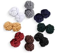 COYUN 8 Pcs Gemelli Camicia Uomo Donna, Gemelli a Nodo Di Seta Qualità, Copribottoni Camicia, Set Regalo Uomo, Vintage Eleganti Gemello Nodo Seta, Rotondo Per Il Regalo Di Nozze Affari