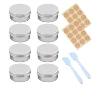 COYUN 8pcs Barattoli In Alluminio da 15 Ml Lattina Barattoli Metallo Vasetto Vuoto Contenitori, Scatola Alluminio con Spatola ed Etichette Adesive per Lozione Crema Maschera Mini Candela(Argento)