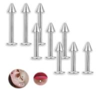 COYUN 9 pezzi Piercing a barretta - piercing al Orecchini, piercing alla lingua gioielli da piercing, Cartilagine Piercing, piercing al labbro Corpo Piercing Gioielli per unisex, 3 taglie, conico