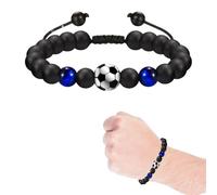COYUN Bracciale da Calcio Regali,Bracciale Calcio 3D Pietra Naturale Occhio di Tigre Blu,Idee Regalo Ragazzo 5 6 7 8 9 10 11 12 Anni Regalo di Compleanno per Ragazzi, Figlio, Nipote e Fratello