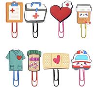 COYUN Confezione da 8 graziose graffette, segnalibri colorati, graffette a tema medico per la giornata degli infermieri, la festa dei dottori, regalo per bambini in ufficio