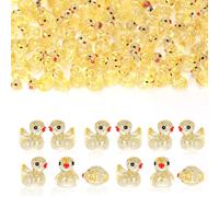 Cozary 100 Pezzi Mini Anatre in Resina, Miniatures Resina Anatra Figure, Paperelle Mini per Acquari, Giardino Ornamento in Miniatura Paesaggio Decorazione DIY Artigianato,Glitter Giallo