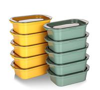 Cozary 10Pcs Contenitori Ermetici per Alimenti, 200ml Scatole Rettangolari in Plastica con Coperchio, Adatti per Frigorifero, Microonde e Lavastoviglie, per Scuola, Lavoro e Viaggi (5 Gialli+5 Verdi)
