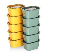 Cozary 10Pcs Contenitori Ermetici per Alimenti, 350ml Scatole Rettangolari in Plastica con Coperchio, Adatti per Frigorifero, Microonde e Lavastoviglie, per Scuola, Lavoro e Viaggi (5 Gialli+5 Verdi)
