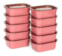 Cozary 10Pcs Contenitori Ermetici per Alimenti, 500ML Scatole Rettangolari in Plastica con Coperchio, Adatti per Frigorifero, Microonde e Lavastoviglie, per Scuola, Lavoro e Viaggi (Bordeaux)