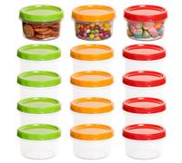 Cozary 15 Pezzi Contenitori Ermetici per Alimenti Piccoli, 250ML Riutilizzabili Barattolini Plastica Piccoli con Coperchi per Yogurt Pranzo, Sicura per Microonde e Congelatore