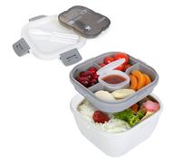 Cozary 1700ml Portapranzo Bento con Divisorio e Contenitore per Salse, Lunch Box, Portamerenda, Scatola Pranzo Ermetica con Posate, per Microonde, Ufficio Scolastiche Picnic