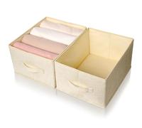 Cozary 2 Pezzi Organizer Armadio Cassetti, Pieghevoli Cassettiera Armadio Interna, Drawer Organizzatore Cassetti per Vestiti, Pantaloni, Maglione - Beige