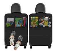 Cozary 2 Pezzi Protezione Sedili Auto 70x50 cm, Proteggi Sedile Auto Bambini con 2 Grandi Tasche, Tessuto Oxford Impermeabile Antisporco Organizer Sedile