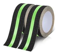 Cozary 2 Pezzi Strisce Antiscivolo per Scale Esterne,5m x 5cm Nastro Antiscivolo con Strisce Luminose, Fluorescente Adesivo Nastro di Sicurezza per Scale,Gradini,Pavimenti Scivolosi Interno e Esterno