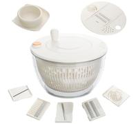 Cozary 4,5 L Centrifuga per Insalata, 7 in 1 Multifunzionale Centrifuga per Insalata con Coperchio, Asciuga Insalata con 6 Lame, Separatore di Tuorli d'Uovo, per Lavare,Asciugare, Tagliare Le Verdure