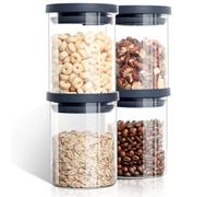 Cozary 4 Pezzi Barattoli Vetro con Coperchio 0.38L, Barattoli Vetro Ermetici, Porta Biscotti, Contenitori per Spezie, Caramelle, Caffè, Impilabile, Lavabile in Avastoviglie