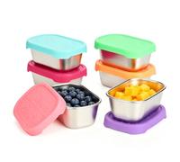 Cozary 6 Pezzi 110 ml Mini Contenitore per Salse, Contenitori Cibo Mini in Acciaio Inossidabile con Coperchi in Silicone, Riutilizzabile, per Insalate, Marmellate, Burro di Arachidi, Condimenti