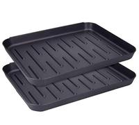 Cozary Bandeja impermeabile per scarpe - 2 pezzi, organizzatore pratico per ingresso, in plastica antiscivolo, nero, ideale per scarpe e stivali, 35 x 27 x 3 cm