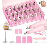 Cozary Beccucci Sac a Poche Professionali 42 Pcs,30 Beccucci In Acciaio Inossidabile E 2 Sac À Poche Riutilizzabili, Set Per Decorare Torte, Kit Di Utensili Per Pasticceria E Panificazione