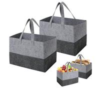Cozary 2 Pezzi Borsetta in Felt, 38x25x25cm Cesto di Legno Piegabile, Borsetta della Spedizione, Cesto della Spedizione Borsette Felt per Custodia di Legno, Quotidiani - Grigio