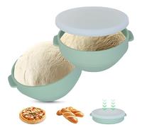 Cozary Contenitore Per Lievitazione Pizza 2 Pezzi, Contenitore Impasto Pizza Con Coperchio Trasparente, Graduazioni, Pieghile (16.7x7cm | Si Piega A 4cm)